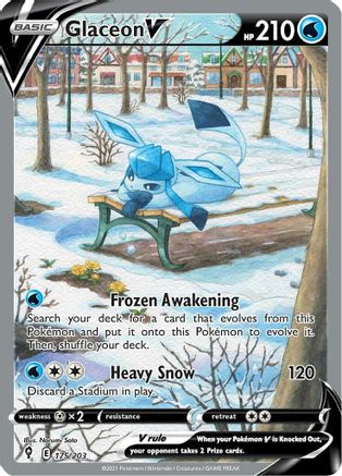 POKEMON TCG - Glaceon V (Alternate Full Art) 175/203 SWSH07 Evolving Skies - Ultra Rare