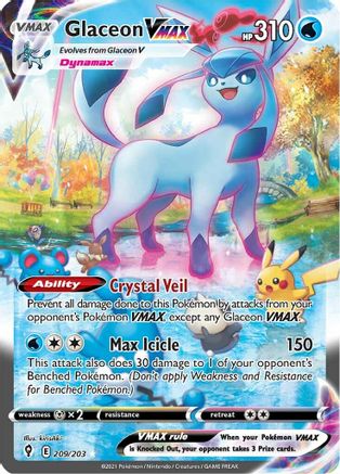 POKEMON TCG - Glaceon VMAX (Alternate Art Secret) 209/203 SWSH07 Evolving Skies - Secret Rare