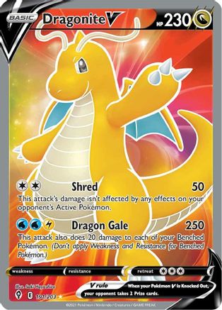 POKEMON TCG - Dragonite V (Full Art) 191/203 SWSH07 Evolving Skies - Ultra Rare