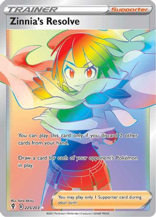 POKEMON TCG - Zinnia's Resolve (Secret) 225/203 SWSH07 Evolving Skies - Secret Rare