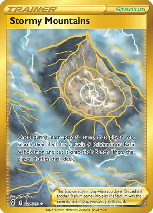 POKEMON TCG - Stormy Mountains (Secret) 232/203 SWSH07 Evolving Skies - Secret Rare