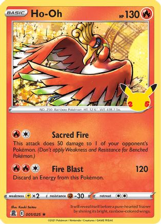POKEMON TCG - Ho-Oh 001/025 Celebrations - Holo Rare