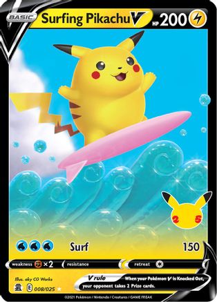 POKEMON TCG - Surfing Pikachu V 008/025 Celebrations - Ultra Rare