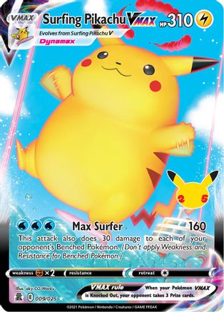 POKEMON TCG - Surfing Pikachu VMAX 009/025 Celebrations - Ultra Rare