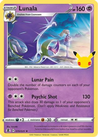 POKEMON TCG - Lunala 015/025 Celebrations - Holo Rare