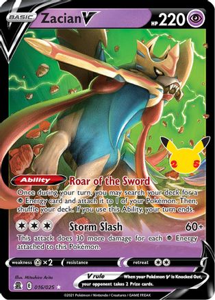 POKEMON TCG - Zacian V 016/025 Celebrations - Ultra Rare