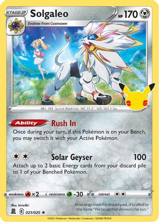 POKEMON TCG - Solgaleo 021/025 Celebrations - Holo Rare