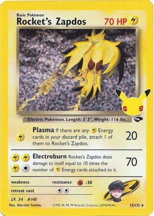 POKEMON TCG - Rocket's Zapdos 015/132 Celebrations Classic Collection - Classic Collection