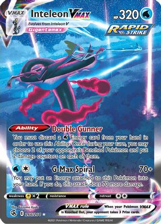 POKEMON TCG - Inteleon VMAX (Alternate Art Secret) 266/264 SWSH08 Fusion Strike - Secret Rare