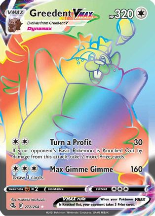 POKEMON TCG - Greedent VMAX (Secret) 272/264 SWSH08 Fusion Strike - Secret Rare
