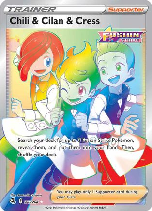 POKEMON TCG - Chili & Cilan & Cress (Secret) 273/264 SWSH08 Fusion Strike - Secret Rare