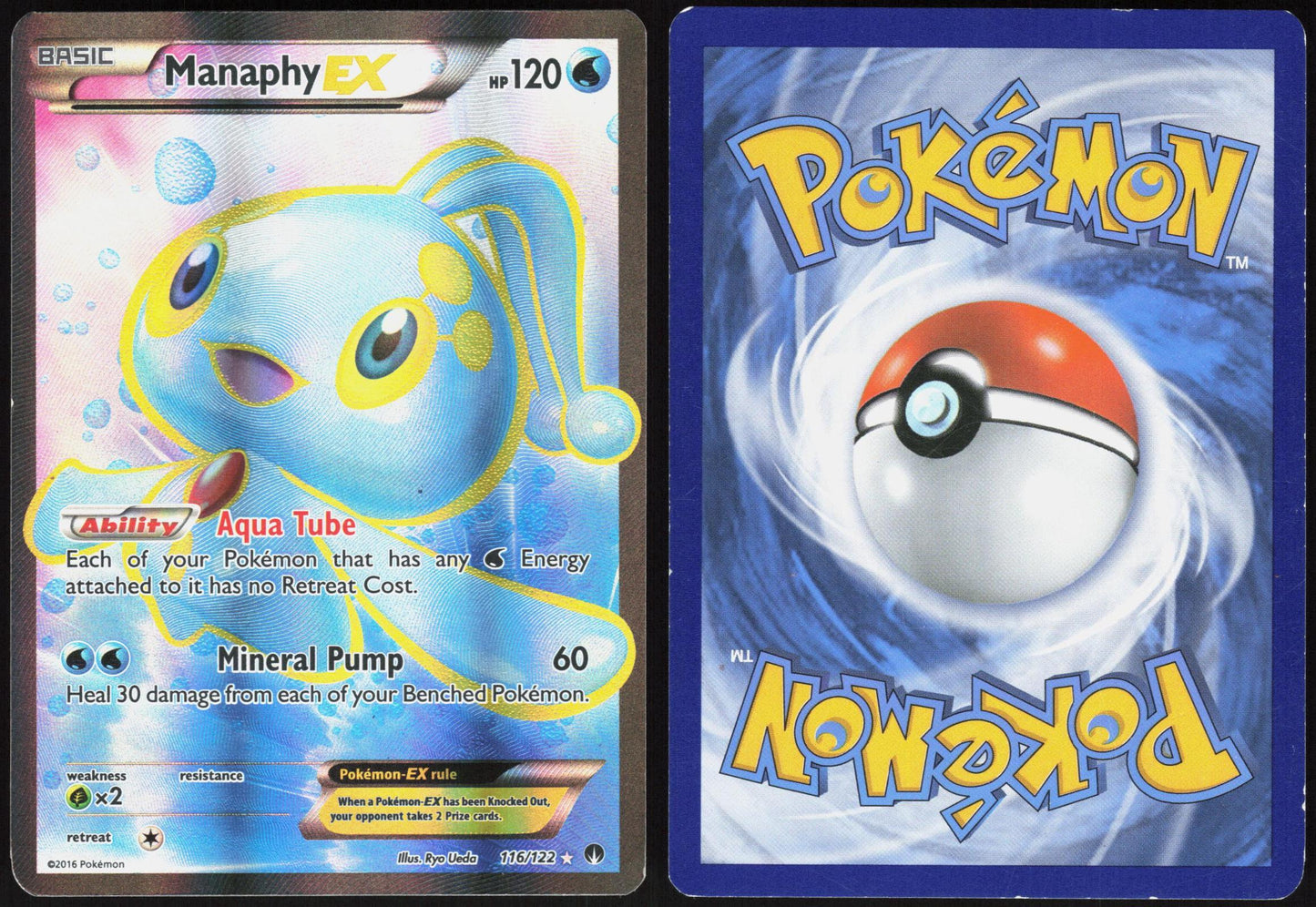 MANAPHY EX 116/122 BREAKPOINT POKEMON ULTRA RARE LP