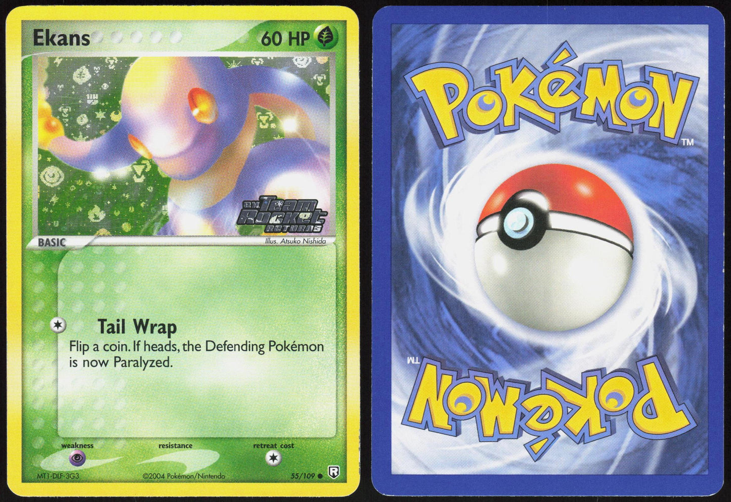 EKANS 55/109 TEAM ROCKET RETURNS POKEMON COMMON REVERSE HOLO LP