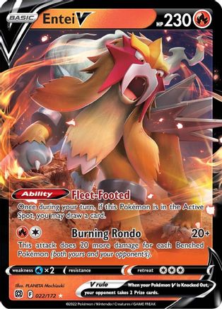 POKEMON TCG - Entei V 022/172 SWSH09 Brilliant Stars - Ultra Rare