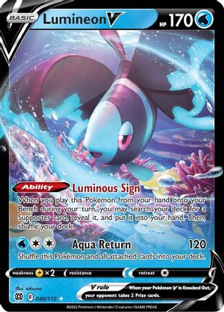 POKEMON TCG - Lumineon V 040/172 SWSH09 Brilliant Stars - Ultra Rare