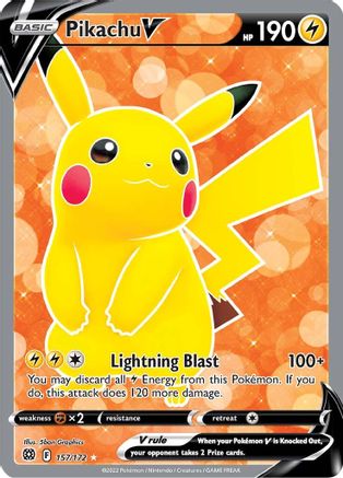 POKEMON TCG - Pikachu V (Full Art) 157/172 SWSH09 Brilliant Stars - Ultra Rare