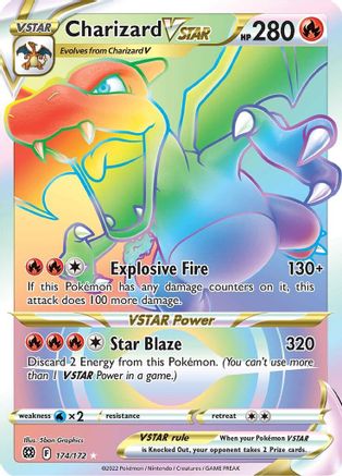 POKEMON TCG - Charizard VSTAR (Secret) 174/172 SWSH09 Brilliant Stars - Secret Rare