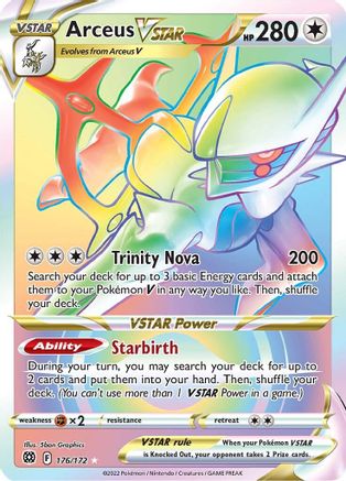 POKEMON TCG - Arceus VSTAR (Secret) (176) 176/172 SWSH09 Brilliant Stars - Secret Rare