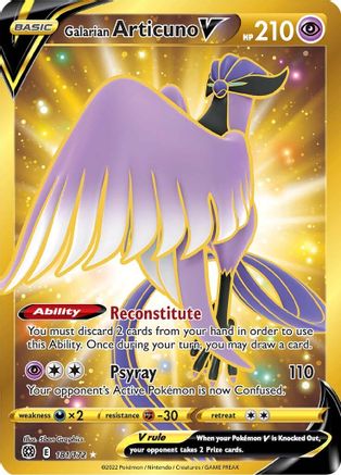 POKEMON TCG - Galarian Articuno V (Secret) 181/172 SWSH09 Brilliant Stars - Secret Rare