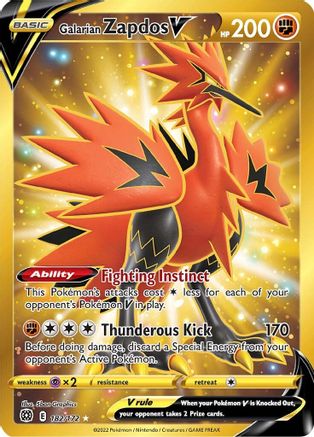 POKEMON TCG - Galarian Zapdos V (Secret) 182/172 SWSH09 Brilliant Stars - Secret Rare