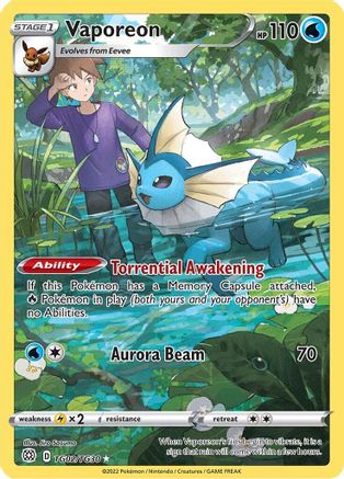 POKEMON TCG - Vaporeon TG02 SWSH09 Brilliant Stars Trainer Gallery - Ultra Rare