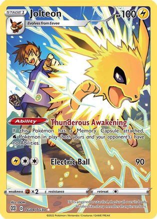 POKEMON TCG - Jolteon TG04/TG30 SWSH09 Brilliant Stars Trainer Gallery - Ultra Rare