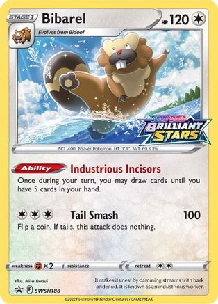 POKEMON TCG - Bibarel SWSH188/307 SWSH Sword & Shield Promo Cards - Promo