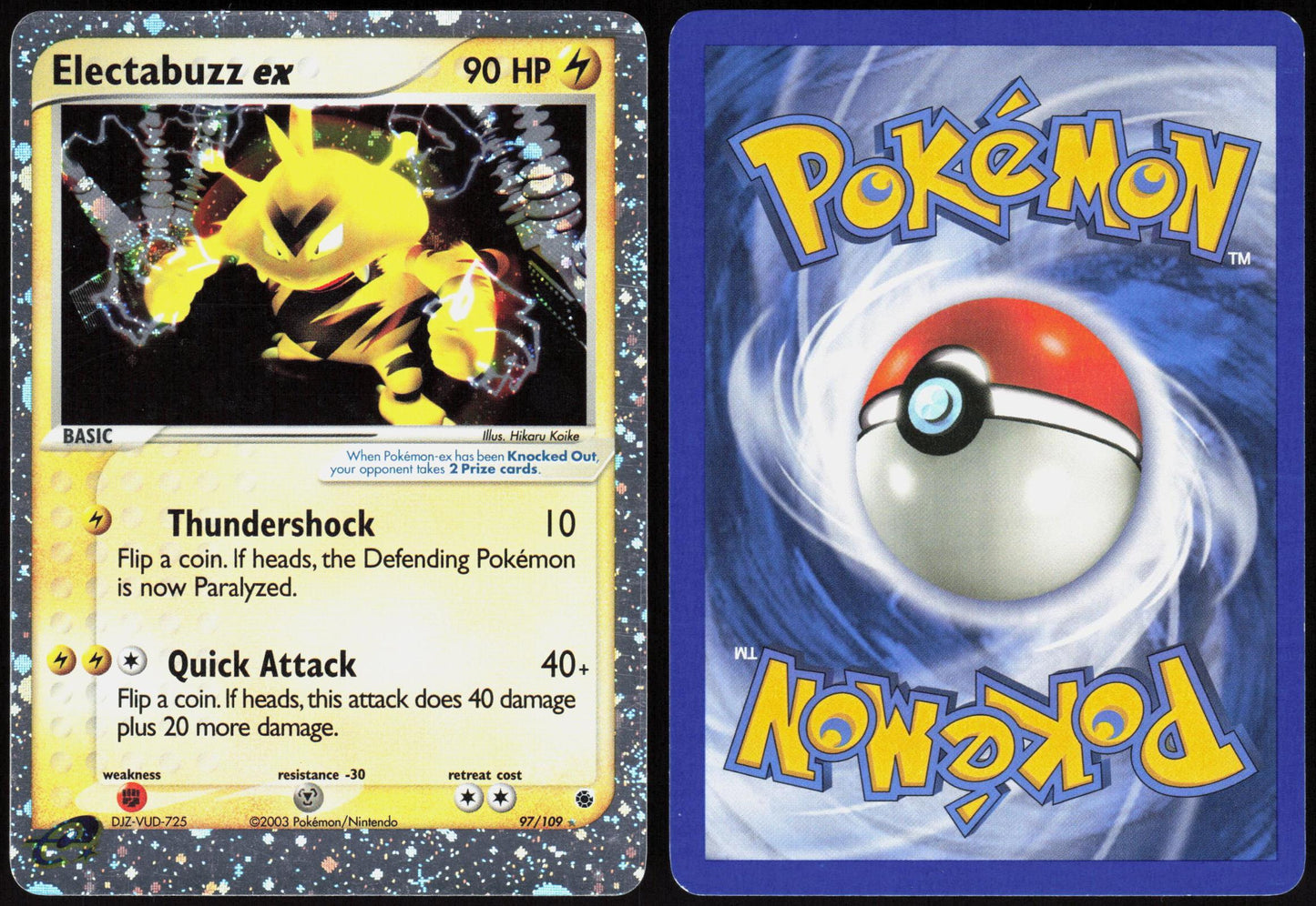 ELECTABUZZ EX 97/109 RUBY & SAPPHIRE POKEMON EX RARE HOLO LP