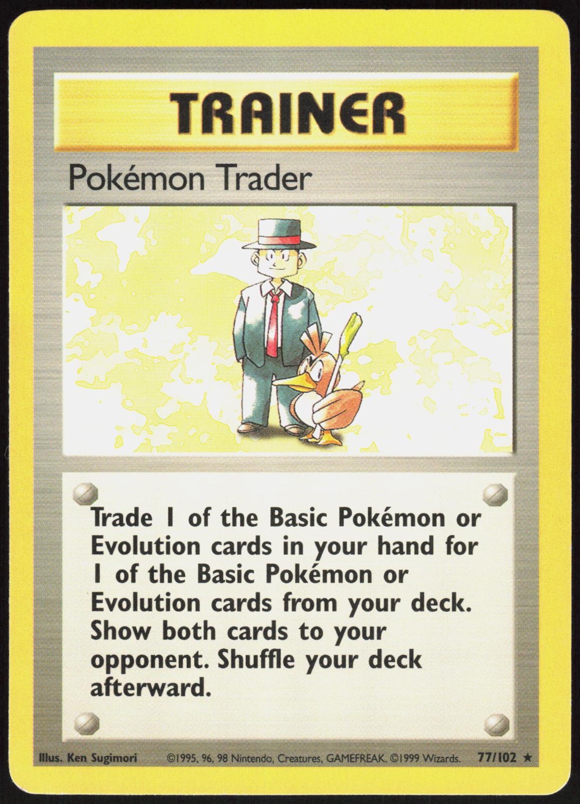 POKEMON TRADER 77/102 BASE SET UNLIMITED POKEMON RARE MP