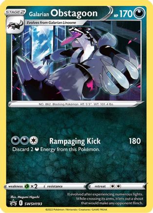 POKEMON TCG - Galarian Obstagoon SWSH193 SWSH Sword & Shield Promo Cards - Promo