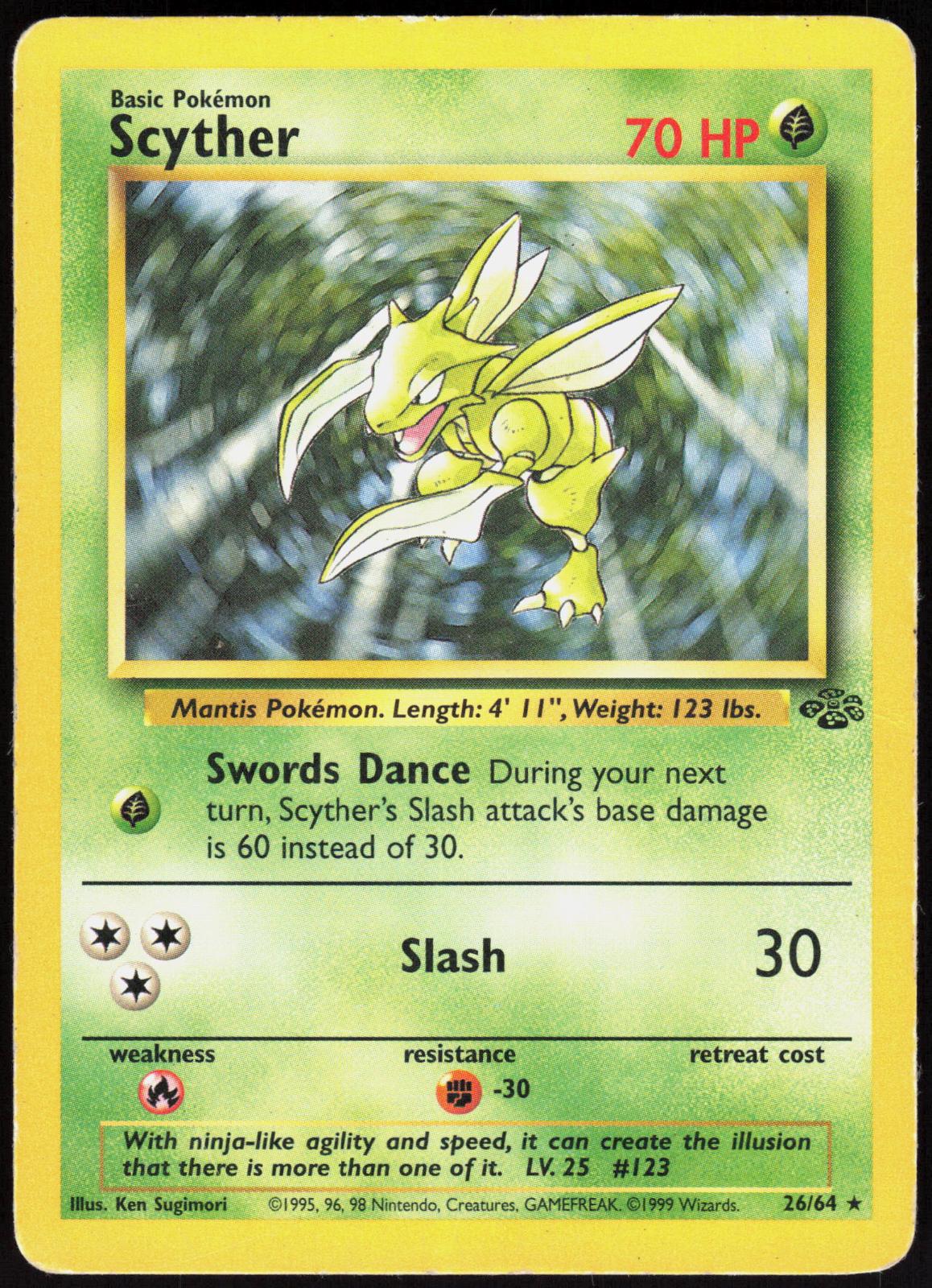SCYTHER 26/64 JUNGLE POKEMON RARE UNLIMITED HP