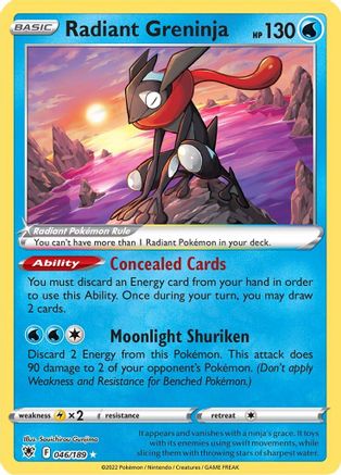 POKEMON TCG - Radiant Greninja 046/189 SWSH10 Astral Radiance - Radiant Rare