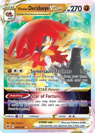 POKEMON TCG - Hisuian Decidueye VSTAR 084/189 SWSH10 Astral Radiance - Ultra Rare