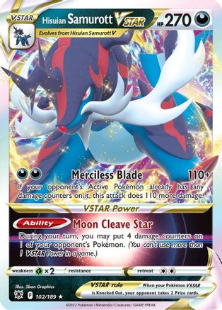 POKEMON TCG - Hisuian Samurott VSTAR 102/189 SWSH10 Astral Radiance - Ultra Rare