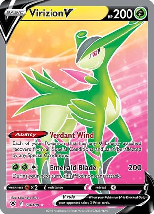 POKEMON TCG - Virizion V (Full Art) 164/189 SWSH10 Astral Radiance - Ultra Rare