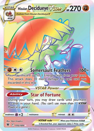 POKEMON TCG - Hisuian Decidueye VSTAR (Secret) 195/189 SWSH10 Astral Radiance - Secret Rare