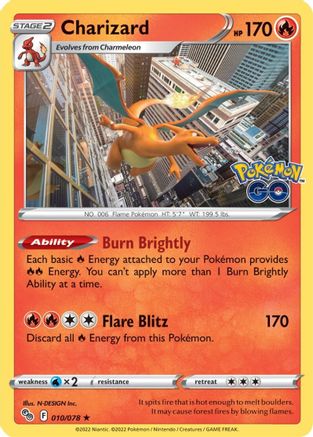 POKEMON TCG - Charizard 010 Pokemon GO - Holo Rare