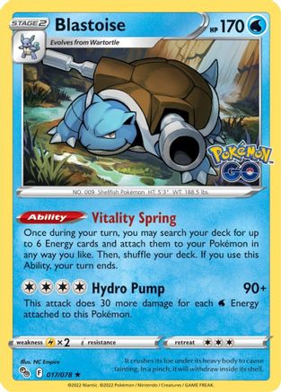 POKEMON TCG - Blastoise 017 Pokemon GO - Holo Rare