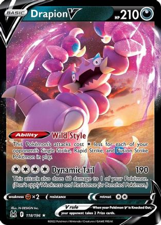 POKEMON TCG - Drapion V 118/196 SWSH11 Lost Origin - Ultra Rare