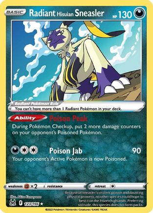 POKEMON TCG - Radiant Hisuian Sneasler 123/196 SWSH11 Lost Origin - Radiant Rare