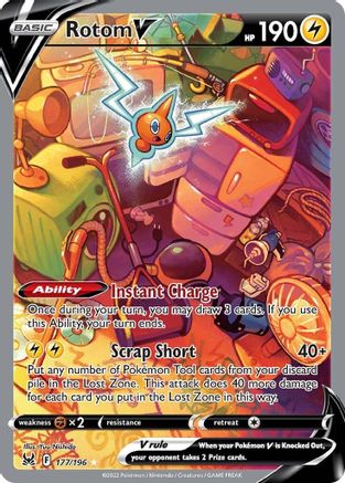 POKEMON TCG - Rotom V (Alternate Full Art) 177/196 SWSH11 Lost Origin - Ultra Rare