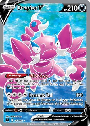POKEMON TCG - Drapion V (Full Art) 182/196 SWSH11 Lost Origin - Ultra Rare