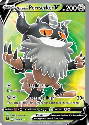 POKEMON TCG - Galarian Perrserker V (Full Art) 183/196 SWSH11 Lost Origin - Ultra Rare
