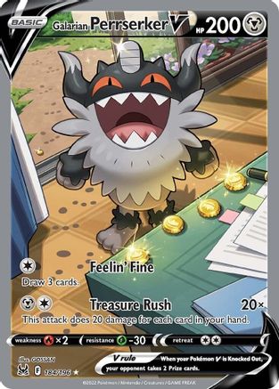 POKEMON TCG - Galarian Perrserker V (Alternate Full Art) 184/196 SWSH11 Lost Origin - Ultra Rare