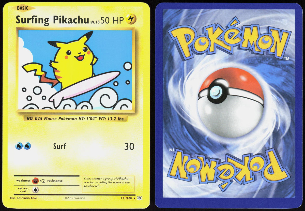 SURFING PIKACHU 111/108 EVOLUTIONS POKEMON SECRET RARE LP