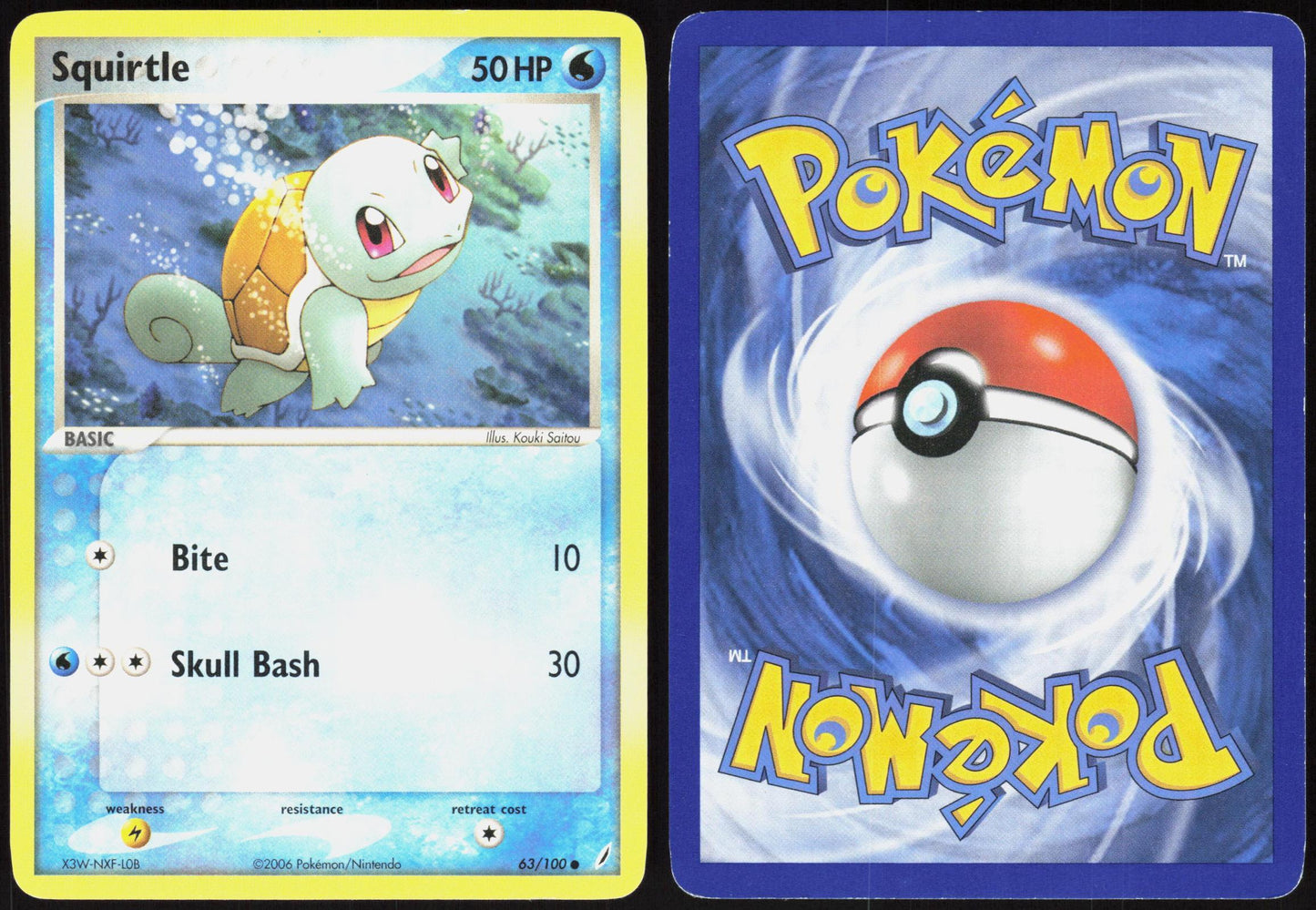 SQUIRTLE 63/100 CRYSTAL GUARDIANS POKEMON COMMON LP