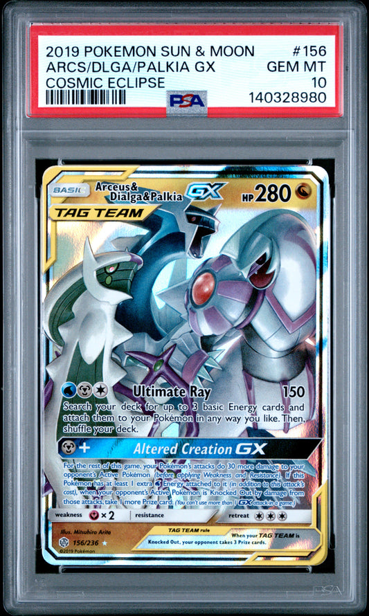 ARCEUS & DIALGA & PALKIA GX 156/236 PSA 10 COSMIC ECLIPSE POKEMON