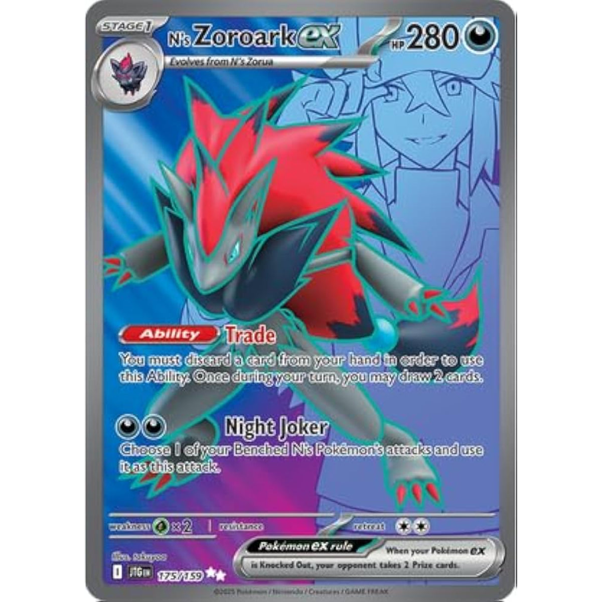 POKEMON TCG - N'S ZOROARK EX 175/159 JOURNEY TOGETHER FULL ART