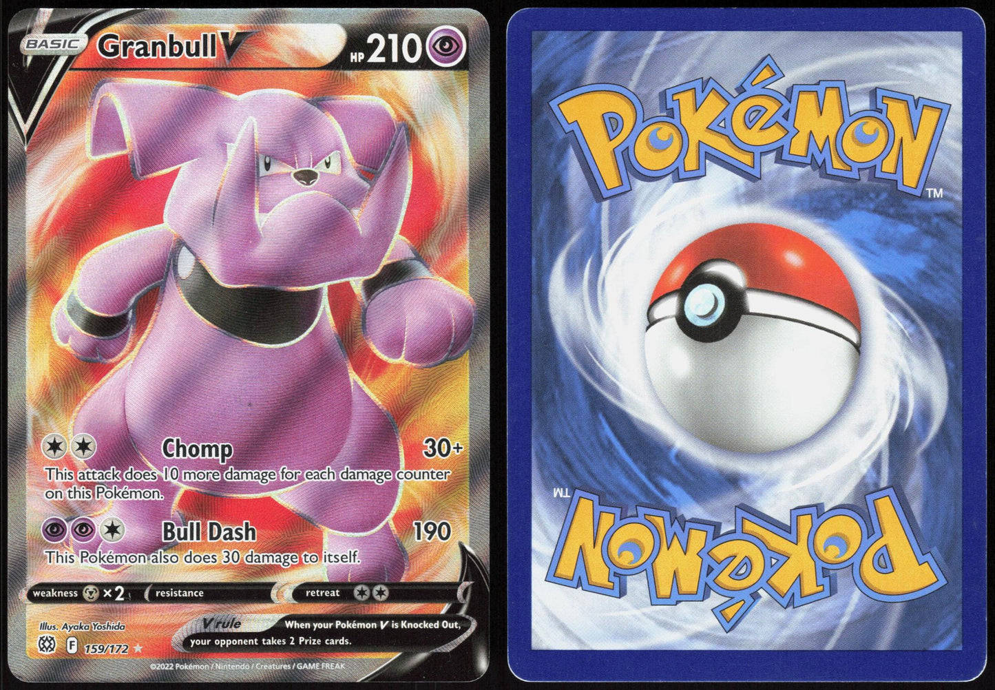 GRANBULL V 159/172 BRILLIANT STARS POKEMON ULTRA RARE HOLO LP