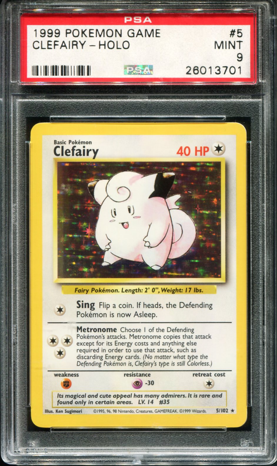CLEFAIRY HOLO 5/102 PSA 9 GAME POKEMON